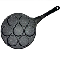 Poêle à petit-déjeuner multifonction 7-en-1 à fond plat, pour œufs, hamburgers, en aluminium, avec 7 trous, en promotion