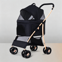 Poussette pour animaux de compagnie légère, pliable, respirante et réglable pour chiens et chats de petite et moyenne taille, avec cadre en aluminium
