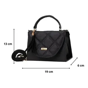 Bolso Bandolera Negro Acolchado para Mujer Daila, de Microfibra y Cuero Sintético, con Cierre de Cremallera, para Uso Diario en Todas las Temporadas - Product Image 3