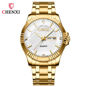 CHENXI <strong>Watches</strong> Brand Fashion Stainless Steel Gold <strong>Watch</strong> for Men Calendar Week Quartz Clock Waterproof Couple <strong>His</strong> <strong>Hers</strong> <strong>Watch</strong> <strong>Sets</strong> - Product Image 1