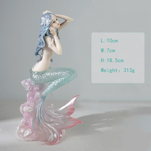 Figurines <span class=keywords><strong>en</strong></span> résine sirène corail Style méditerrané<span class=keywords><strong>en</strong></span> artefact Statue décoration de la maison fille cadeau de fête des enfants - Product Image 6