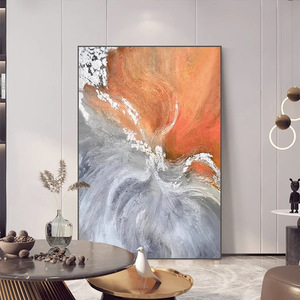 Abstract Oil <b>Painting</b> Rectangle Metal <b>Frame</b> Handmade Decorative Art <b>For</b> Living Room Entryway Large Wall Art Modern Light Luxury - Product Image 4