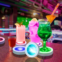 Sous-verre LED multicolore en ABS à piles avec détection de gravité, tapis lumineux clignotant pour bar, club, événement, lumière LED pour bouteille