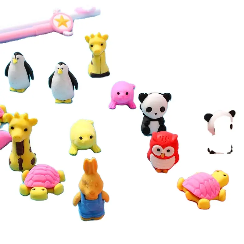 Fasion custom eraser matita gomma più economica mini 3D gomma per animali sfusa fabbrica di alta qualità cancelleria bambini cancellano gomma