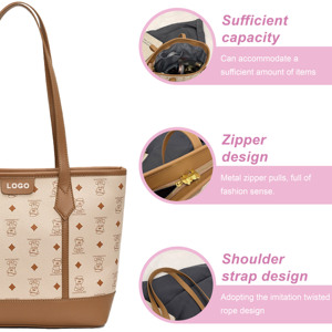 Sac à main fourre-tout à une épaule de grande capacité version coréenne élégante sac à main en cuir PU petit ours mignon à la mode pour <span class=keywords><strong>les</strong></span> dames - Product Image 2