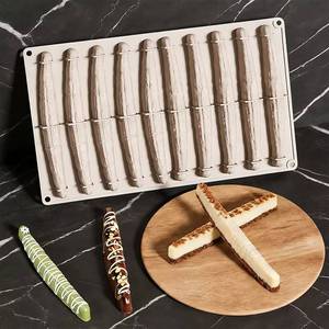 La fábrica MUYULINS puede personalizar un molde de silicona de 10 cavidades con forma de vainilla, antiadherente, libre de BPA y sin aditivos, para pasteles de mousse. - Product Image 1
