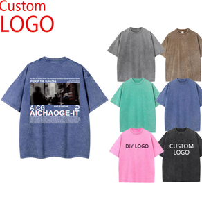 เสื้อยืดโอเวอร์ไซส์ผู้ชายผ้าฝ้าย 100% 250GSM  กระบวนการฟอกกรดแบบเรโทร  โลโก้สั่งทำ  เสื้อยืดเปล่าเนื้อหนาสไตล์วินเทจ - Product Image 1