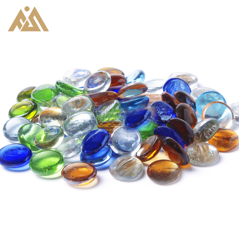 Solid Blue Glass Pebbles Flat Back
