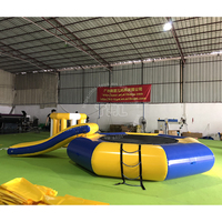 Trampolín Acuático Inflable de PVC Comercial THL, Popular, con Tobogán, Diseño Redondo, Flotante, 2m, Multifuncional, con Logotipo Personalizado