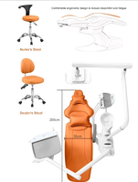 Fauteuil dentaire intelligent avec écran tactile 4,3 pouces, pédale ergonomique 6-en-1, table de traitement, crachoir en céramique et tabourets pour médecin et infirmière