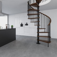 Escalier en colimaçon intérieur en bois noir stringer et verticale balustrade