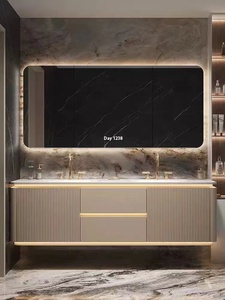 Lavabo doble todo en uno roble <span class=keywords><strong>inodoro</strong></span> lavabo gabinete crema aire baño vanidad <span class=keywords><strong>roca</strong></span> placa caliente curva combinación puerta basculante - Product Image 4