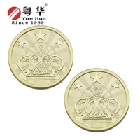 Pièce de jeton de jeu en acier inoxydable doré motif couronne de pièce de monnaie en laiton de 1.85mm d'épaisseur pour machine à laver