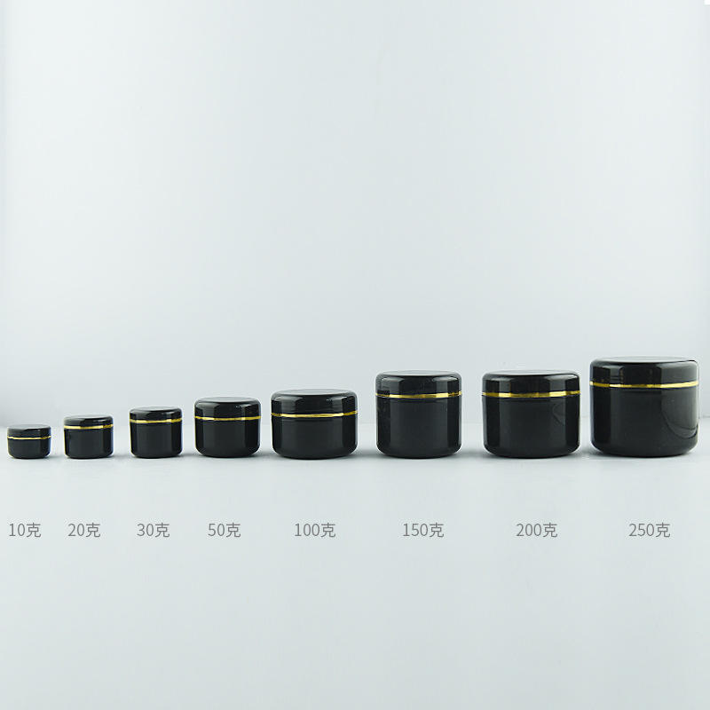black jar with gold rim lid
