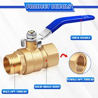 Válvula de Bola de Paso Completo de 3/4 Pulgadas, Paquete de 2, Latón Forjado de Alta Resistencia, 150 PSI WSP/600 PSI WOG, Agua, Aceite, Gas, Macho Hembra NPT