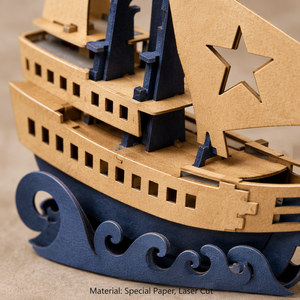 Carte de vœux en papier 3D en forme de bateau pirate, carte pliable faite à la main, thème océan, cadeau pour anniversaire, mariage - Product Image 4