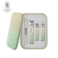 Ensemble de coupe-ongles Longhui en acier au carbone à double face, grande ouverture, 5 pièces, avec outil de manucure pour usage domestique, kit de manucure tranchant