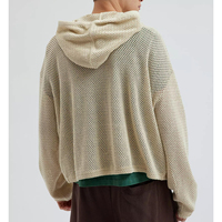 Sweatshirts courts creux tricotés en maille pour hommes personnalisés de haute qualité veste zippée sweats à capuche en jersey boxy