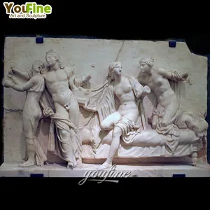 罗马风格手工雕刻大理石裸体男子雕像浮雕作品