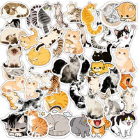 Autocollants PVC Honli Chat Chaton Mignon Dessin Animé Graffiti Imperméables Découpés Esthétiques Animaux Enfants Ordinateur Portable Journal DIY Cadeau 49 Pièces