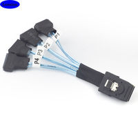 Câble de connexion MINI SAS SFF-8087 vers 4 ports SATA 7P avec gaine en PVC plastique pour serveur informatique
