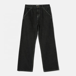 <span class=keywords><strong>Jeans</strong></span> lurus pas badan gaya Vintage wanita, celana <span class=keywords><strong>Jeans</strong></span> kaki lebar Denim polos katun pinggang sedang 100% - Product Image 6