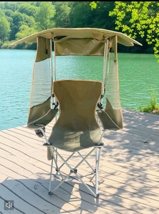 Nuova sedia da esterno Casual per una sola persona con tende parasole a tre lati, portatile e pieghevole, per uso spiaggia sabbiosa - Product Image 3