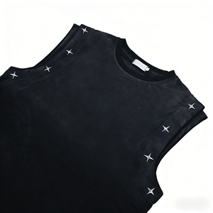 เสื้อยืดคอกลมทรงโอเวอร์ไซส์แบบลำลองสำหรับผู้ชาย ผ้าคอตตอนถัก 100% น้ำหนัก 240 กรัม ระบายอากาศได้ดี ลวดลายเรียบแบบย้อมสีเอซิด - Product Image 4
