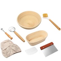 Ensemble de paniers de levage en rotin pour la fermentation du pain au levain, kit de cuisson avec racloir à pâte, compatible contact alimentaire