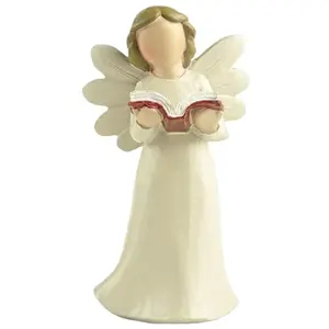 Hot Sale Christmas Gift Resin Girl With Wings Figurines Polyresin Angel Reading A Book Statues