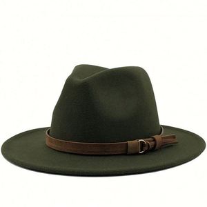 Nouveau Chapeau Fedora pour Femme et Homme avec Ruban en Cuir, Élégant, pour Hiver et Automne, à Large Bord, Style Jazz, Église, Panama, Sombrero - Product Image 4