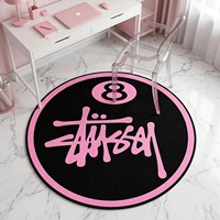 Schwarz-Weißer Billard-Teppich Y2K Streetwear Raumdekoration Retro Pool-Spiel Teppiche Cooler Graffiti-Stil Kreis Glückliche 8 Ball Runder Teppich