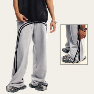 <span class=keywords><strong>Pantalones</strong></span> Harem de Pierna Recta Estilo Hip Hop, Pliegues Planos, Estilo Deportivo Americano, Tendencia <span class=keywords><strong>Urbana</strong></span> Otoñal, Cintura Media, 100% Algodón Peinado - Product Image 1