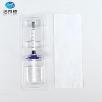Seringue en verre Luer Lock longue de 1 mL, démontable, emballage sous blister, avec embout personnalisé pour produits de comblement cutané
