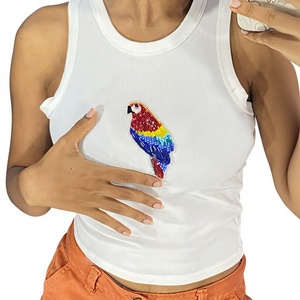 Top de Tirantes Bordado con Cuentas para Mujer, con Elegante Bordado Floral, Hermosas Cuentas, Punto de Cruz y Bordado a Mano - Product Image 1