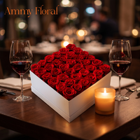 AM-PFC01 Ammy Ge conserveerde Bloem 36 Rozen Vierkante Witte Cadeaubox Eeuwige Roos Bloemenbox Bruiloft Kerst Huisdecoratie