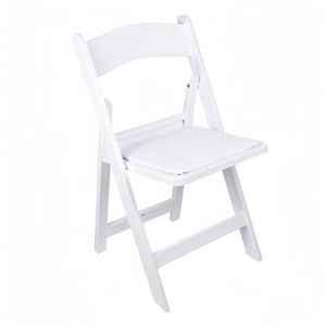 Sillas plegables de plástico Wimbledon blancas modernas, jardín al aire libre, comedor, parque, sala de eventos, bodas, fiestas, madera duradera
