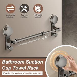 Toallero sin taladro con fuerte succión, organizador de ducha ajustable para puerta de vidrio, pared y esquina, para toallas de baño y pantuflas - Product Image 5