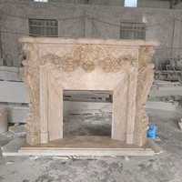 Cheminée en travertin blanc naturel de conception luxueuse personnalisée, autoportante, sculptée à la main, pour la maison ou la villa
