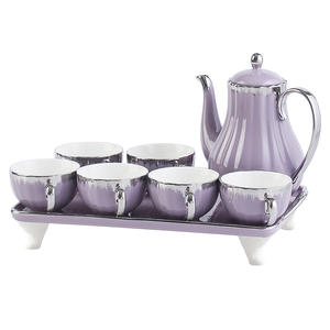 Service à thé et café de luxe en céramique, porcelaine et porcelaine à la cendre d'os, comprenant théière, tasses et soucoupes - Product Image 5