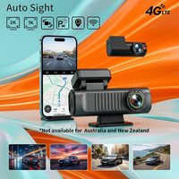 Caméra de tableau de bord double objectif Auto Sight, avant 2K, arrière 1080P, WiFi, moniteur de stationnement, détection de mouvement, GPS en temps réel, enregistrement en boucle, contrôle par application