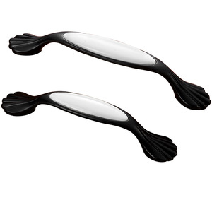 Poignées de meuble en céramique Oukali, noir et blanc, style européen moderne, pour armoire, cave à vin, meubles. - Product Image 2