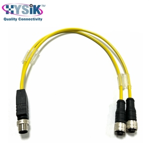 M12 A-gecodeerde 4-pins kabel mannelijk naar 2 vrouwelijke Y-connector pigtail voor AGV navigatiesensor arrays - Product Image 1