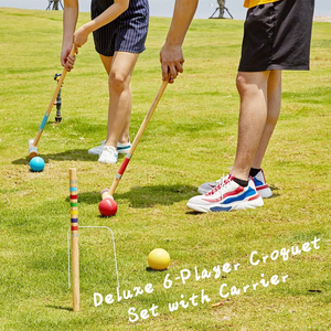Ensemble <span class=keywords><strong>de</strong></span> <span class=keywords><strong>croquet</strong></span> pour six joueurs avec maillettes en bois et caoutchouc <span class=keywords><strong>de</strong></span> haute qualité, balles colorées <span class=keywords><strong>de</strong></span> 28 pouces, buts, <span class=keywords><strong>jeu</strong></span> <span class=keywords><strong>de</strong></span> pelouse et <span class=keywords><strong>de</strong></span> jardin pour adultes et adolescents - Product Image 5