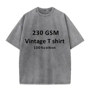 Magliette grafiche streetwear personalizzate 100% cotone lavaggio acido t-shirt da uomo oversize vintage