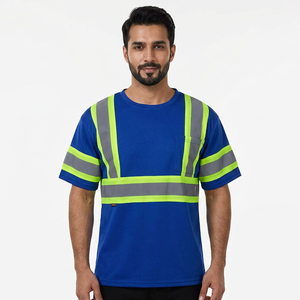 Camiseta de Seguridad Reflectante de Alta Visibilidad de Manga Corta para Hombre, Resistente, Transpirable, Clase 2, Ropa de Trabajo de Seguridad - Product Image 1