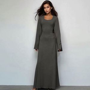 Abito T-shirt da Donna Yi, Casual, Ampio, con Scollo a U, Elegante, di Alta Qualità, a Maniche Lunghe, Lunghezza <span class=keywords><strong>Maxi</strong></span> - Product Image 5
