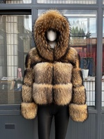 BEIZIRU Manteau long d'hiver pour femme en vraie fourrure de raton laveur, élégant et moelleux, avec chapeau personnalisé, vêtement d'extérieur de luxe naturel et tendance