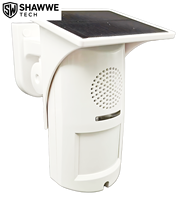 SHAWWETECH Detektor PIR Nirkabel Tenaga Surya Luar Ruangan 433MHz Alarm Pencuri Pemasangan Dinding Sirene Perekam Suara IP65 Tahan Cuaca ABS SDK