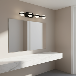 Modern Minimalist 35 Inch Bathroom Vanity Light LED 5 <b>Bulb</b> Black Iron Acrylic Shades Wall Mounted <b>Mirror</b> Lamp - Product Image 2